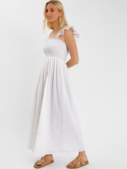 Accessorize White Sleeveless Smocked Broderie Sun Dress - Image 1 of 4