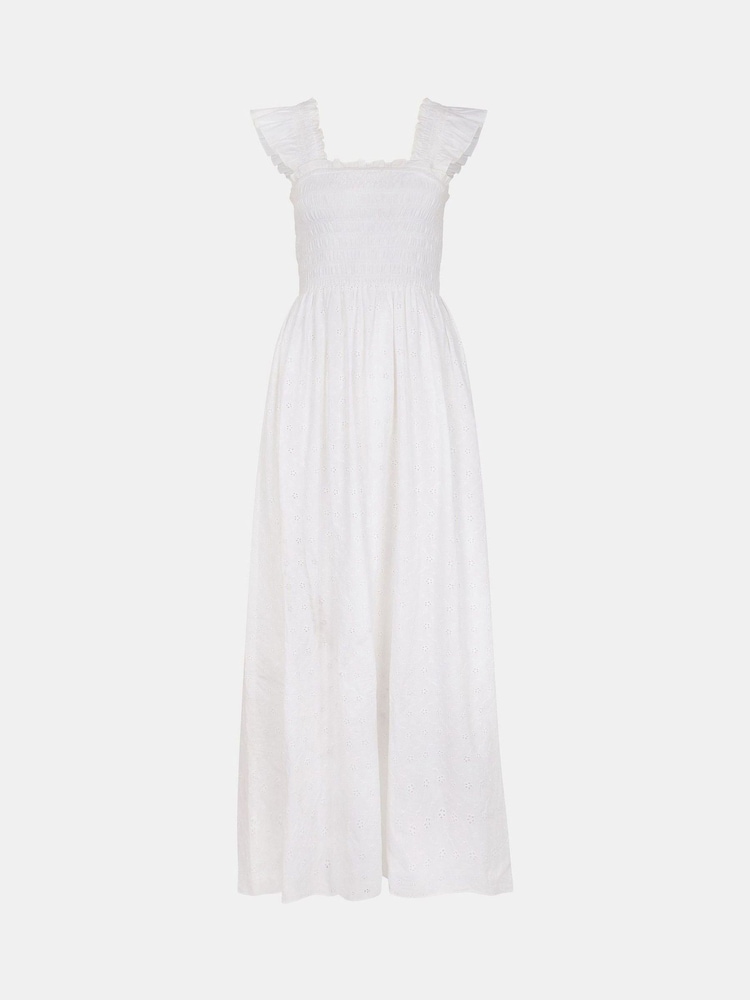 Accessorize White Sleeveless Smocked Broderie Sun Dress - Image 4 of 4
