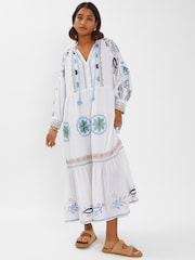 Accessorize White Long-Sleeve Embroidered Maxi Dress - Image 1 of 3