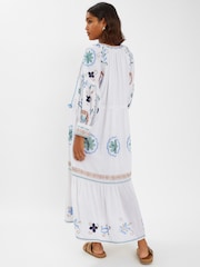 Accessorize White Long-Sleeve Embroidered Maxi Dress - Image 2 of 3