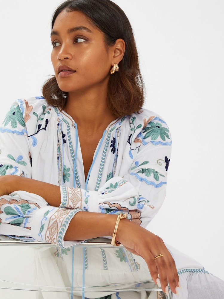 Accessorize White Long-Sleeve Embroidered Maxi Dress - Image 3 of 3