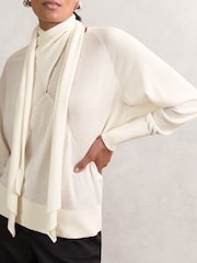 Reiss Cream Alexis Wool Scarf-Tie Draped Jumper - Image 3 of 5