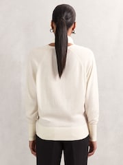 Reiss Cream Alexis Wool Scarf-Tie Draped Jumper - Image 4 of 5