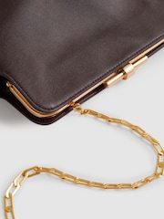 Reiss Burgundy Bethany Leather Frame Clutch Bag - Image 5 of 5