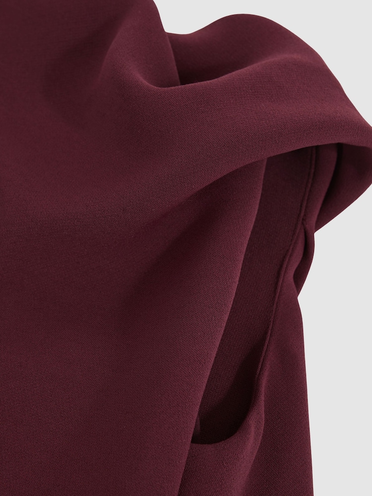 Reiss Burgundy Shauna 9-13 yrs High-Neck Drape Back Dress - Image 5 of 5
