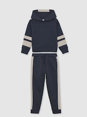 Reiss Navy Cara Cotton-Blend Joggers and Hoodie Set - Image 1 of 4