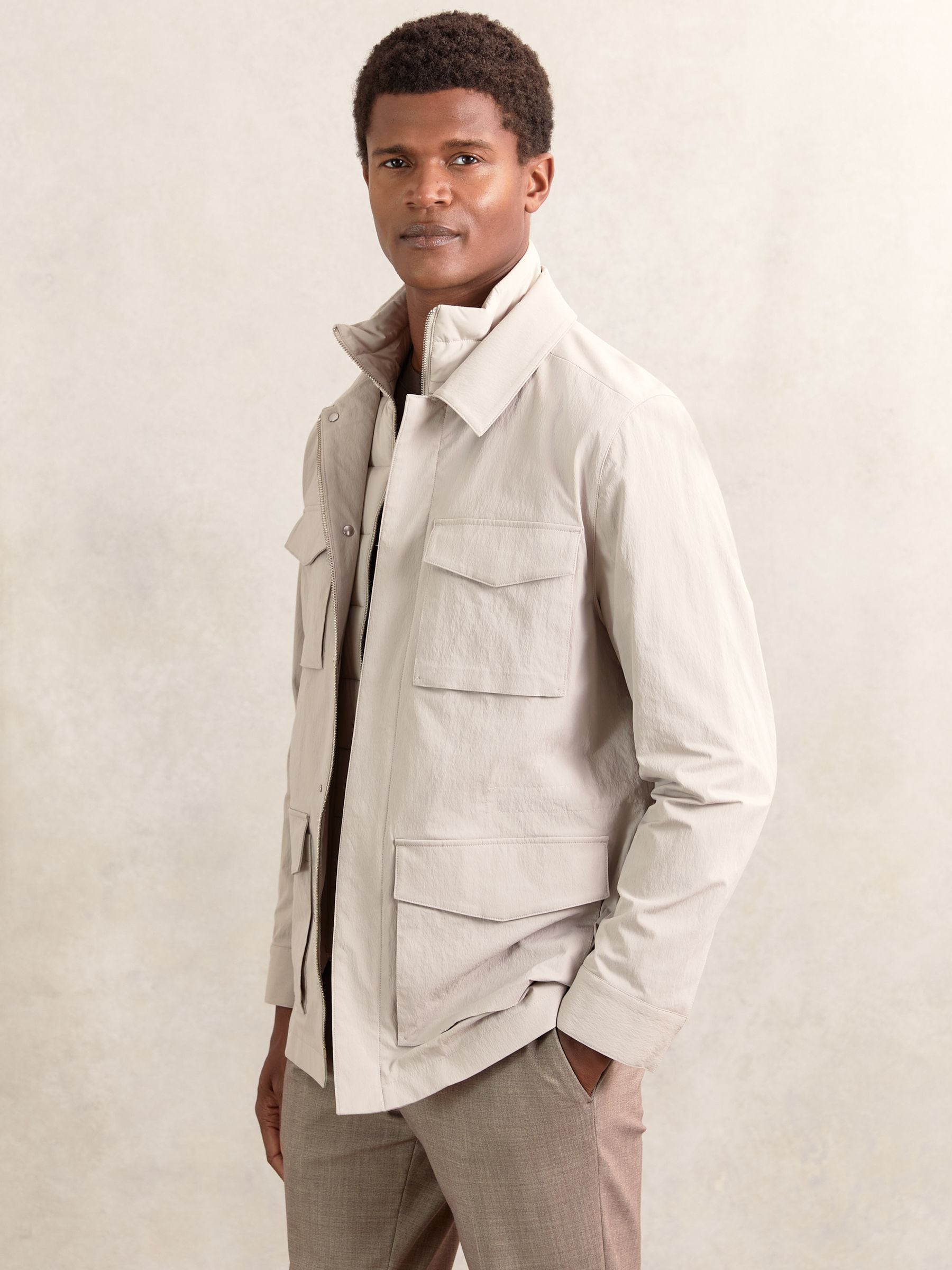 Buy Reiss Stone Bryson Removable-Gilet Safari Jacket from Next USA