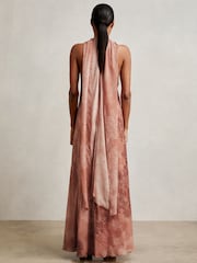 Reiss Pale Pink Lacey Chiffon Floral Cape Maxi Dress - Image 4 of 6