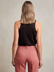 Reiss Plum Purple Darla Cotton Blend Cowl Neck Sleeveless Top - Image 4 of 5