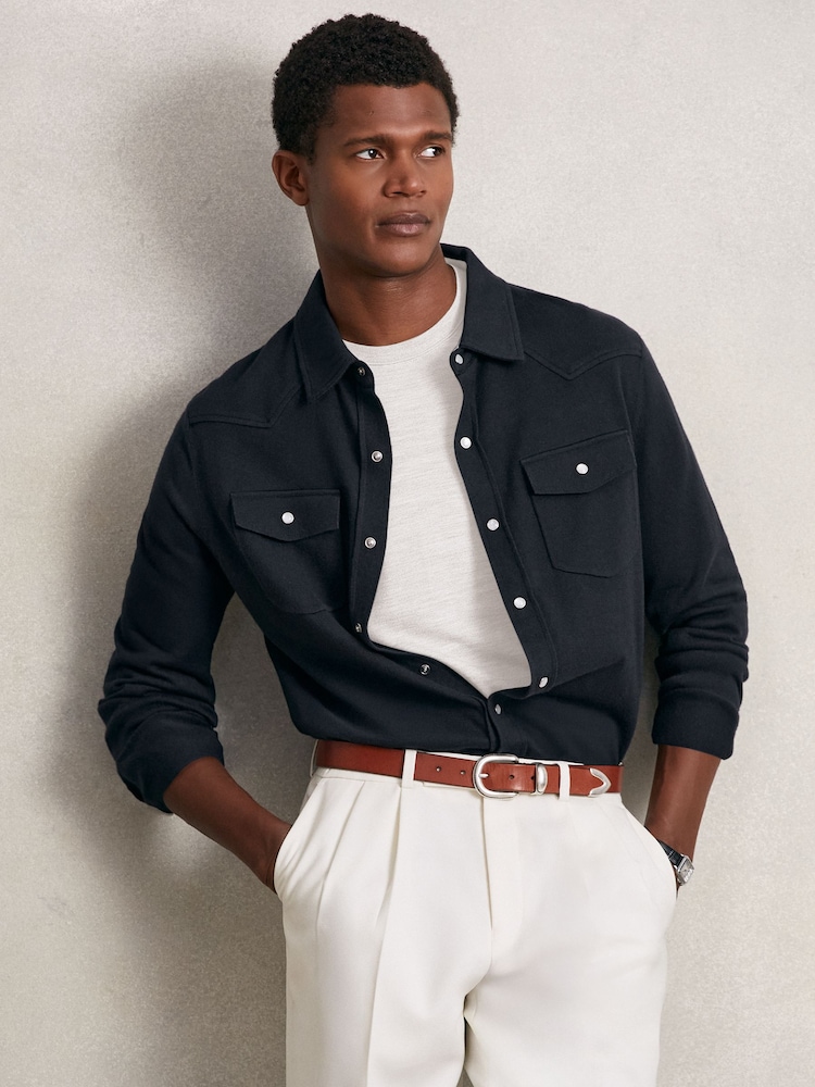 Reiss Navy Ledger Shirt - Image 1 of 6 Reiss Navy Ledger Shirt - Image 1 of 6