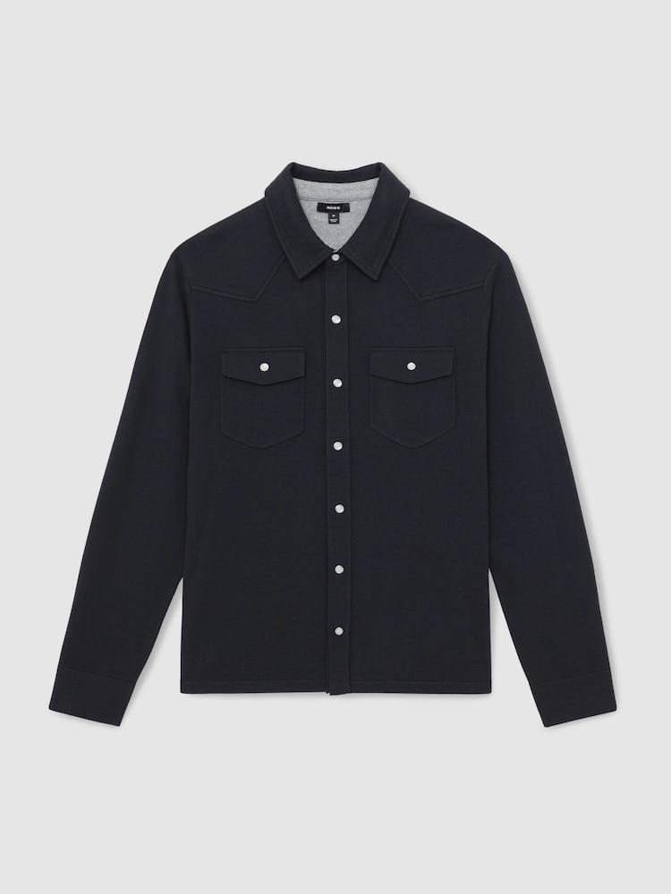 Reiss Navy Ledger Shirt - Image 2 of 6 Reiss Navy Ledger Shirt - Image 2 of 6