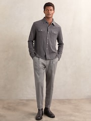 Reiss Charcoal Grey Ledger Shirt - Image 1 of 6