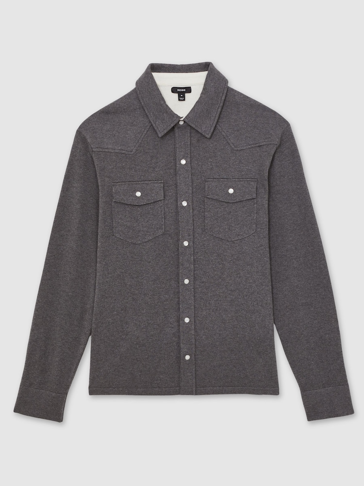 Reiss Charcoal Grey Ledger Shirt - Image 2 of 6