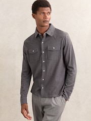 Reiss Charcoal Grey Ledger Shirt - Image 3 of 6