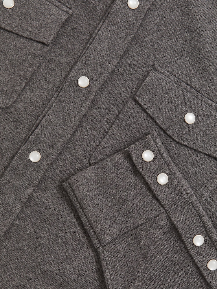 Reiss Charcoal Grey Ledger Shirt - Image 6 of 6