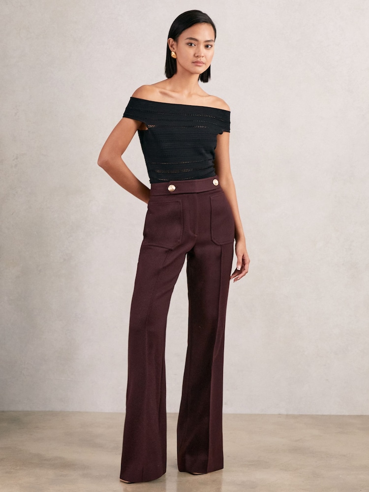 Reiss Burgundy Lily Trousers - Image 1 of 6 Reiss Burgundy Lily Trousers - Image 1 of 6