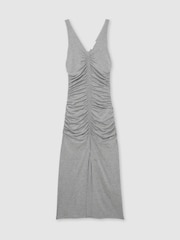 Reiss Grey Alessandra Stretch-Modal Ruched Jersey Dress - Image 2 of 8