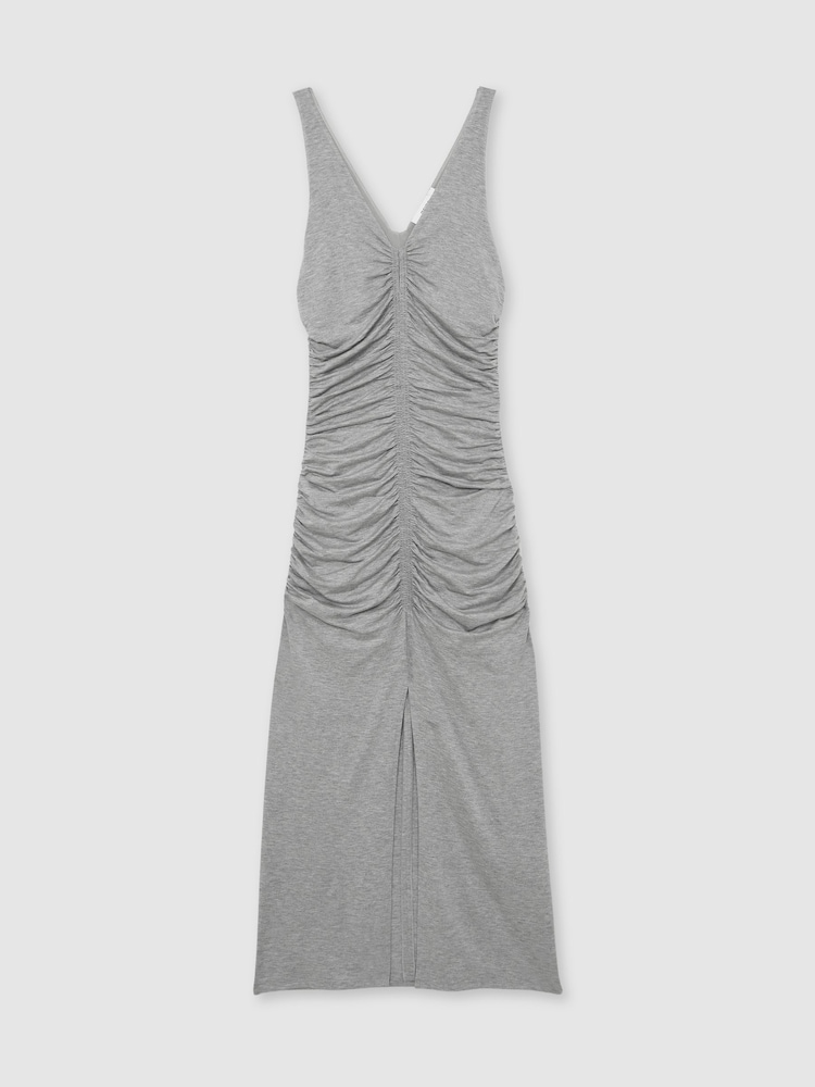 Reiss Grey Alessandra Stretch-Modal Ruched Jersey Dress - Image 2 of 8