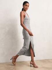 Reiss Grey Alessandra Stretch-Modal Ruched Jersey Dress - Image 3 of 8