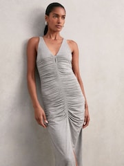 Reiss Grey Alessandra Stretch-Modal Ruched Jersey Dress - Image 4 of 8