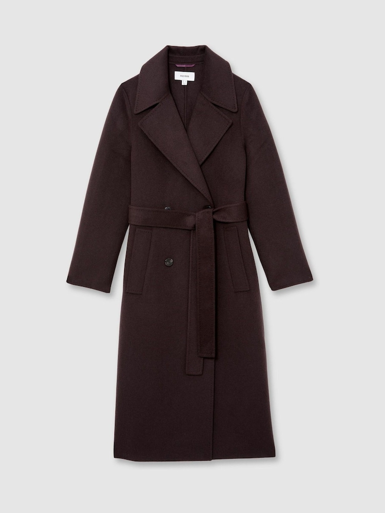 Reiss Aubergine Rene Petite Double-Breasted Blindseam Coat Wool-Blend - Image 2 of 8 Reiss Aubergine Rene Petite Double-Breasted Blindseam Coat Wool-Blend - Image 2 of 8