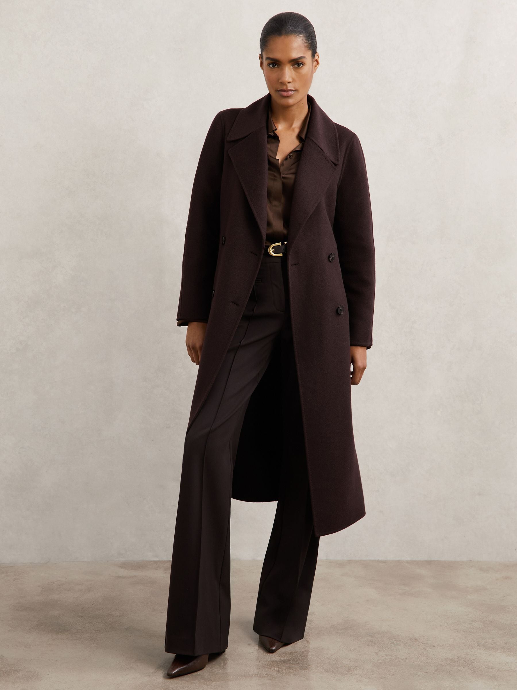 Buy Reiss Aubergine Rene Petite Double-Breasted Blindseam Coat
