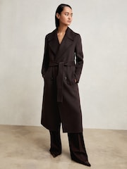 Reiss Aubergine Rene Petite Double-Breasted Blindseam Coat Wool-Blend - Image 3 of 8