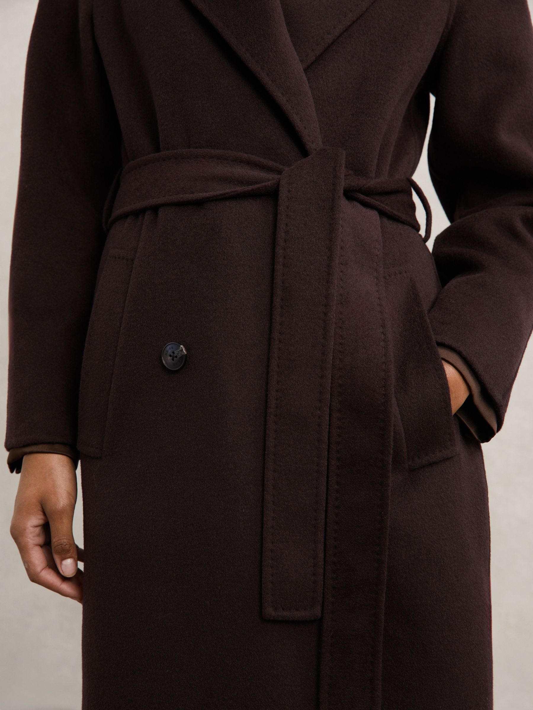 Buy Reiss Aubergine Rene Petite Double-Breasted Blindseam Coat