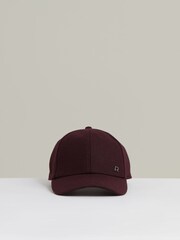 Reiss Burgundy Fiona Wool Blend Flannel Baseball Cap - Image 1 of 4