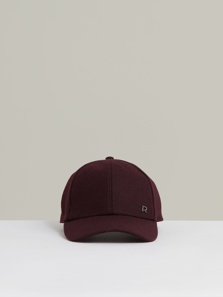 Reiss Burgundy Fiona Wool Blend Flannel Baseball Cap - Image 1 of 4