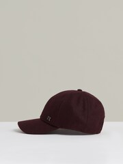 Reiss Burgundy Fiona Wool Blend Flannel Baseball Cap - Image 2 of 4