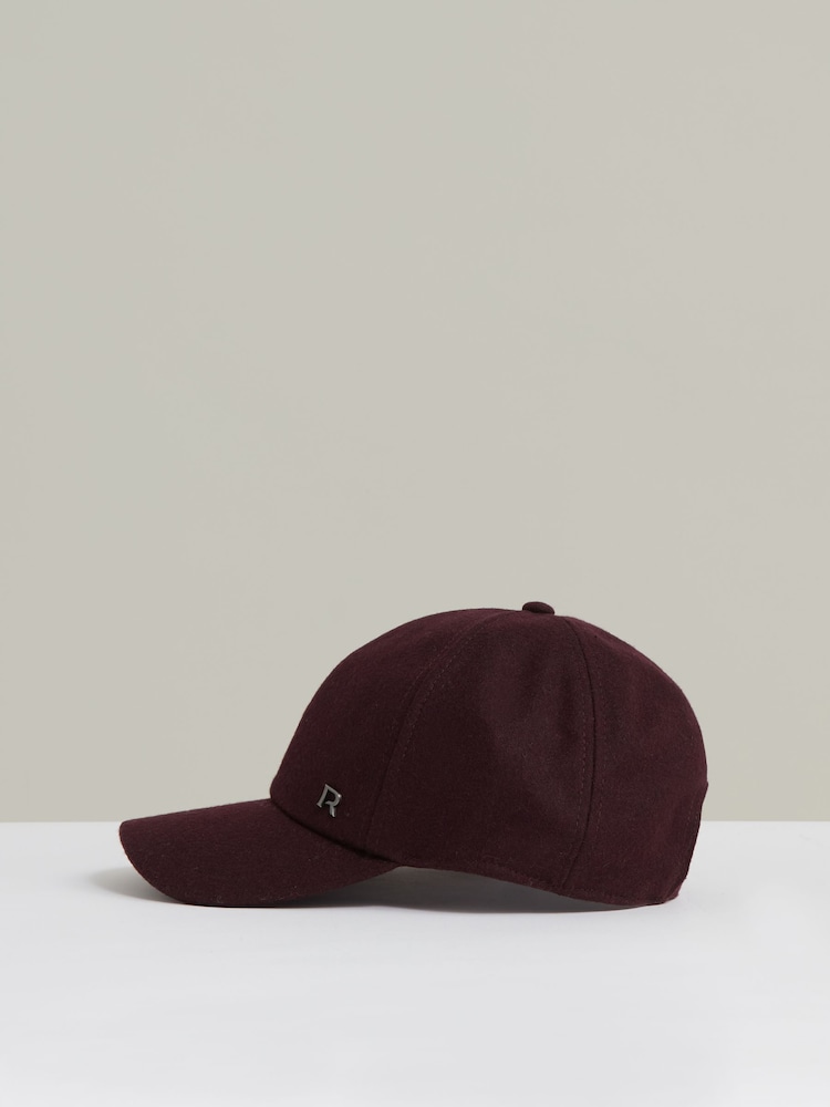 Reiss Burgundy Fiona Wool Blend Flannel Baseball Cap - Image 2 of 4