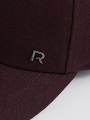 Reiss Burgundy Fiona Wool Blend Flannel Baseball Cap - Image 4 of 4