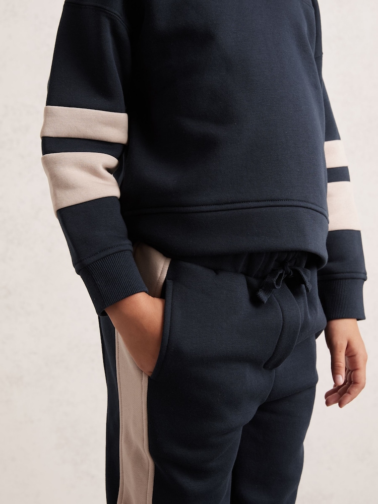 Reiss Navy Cara Cotton-Blend Joggers and Hoodie Set - Image 1 of 4