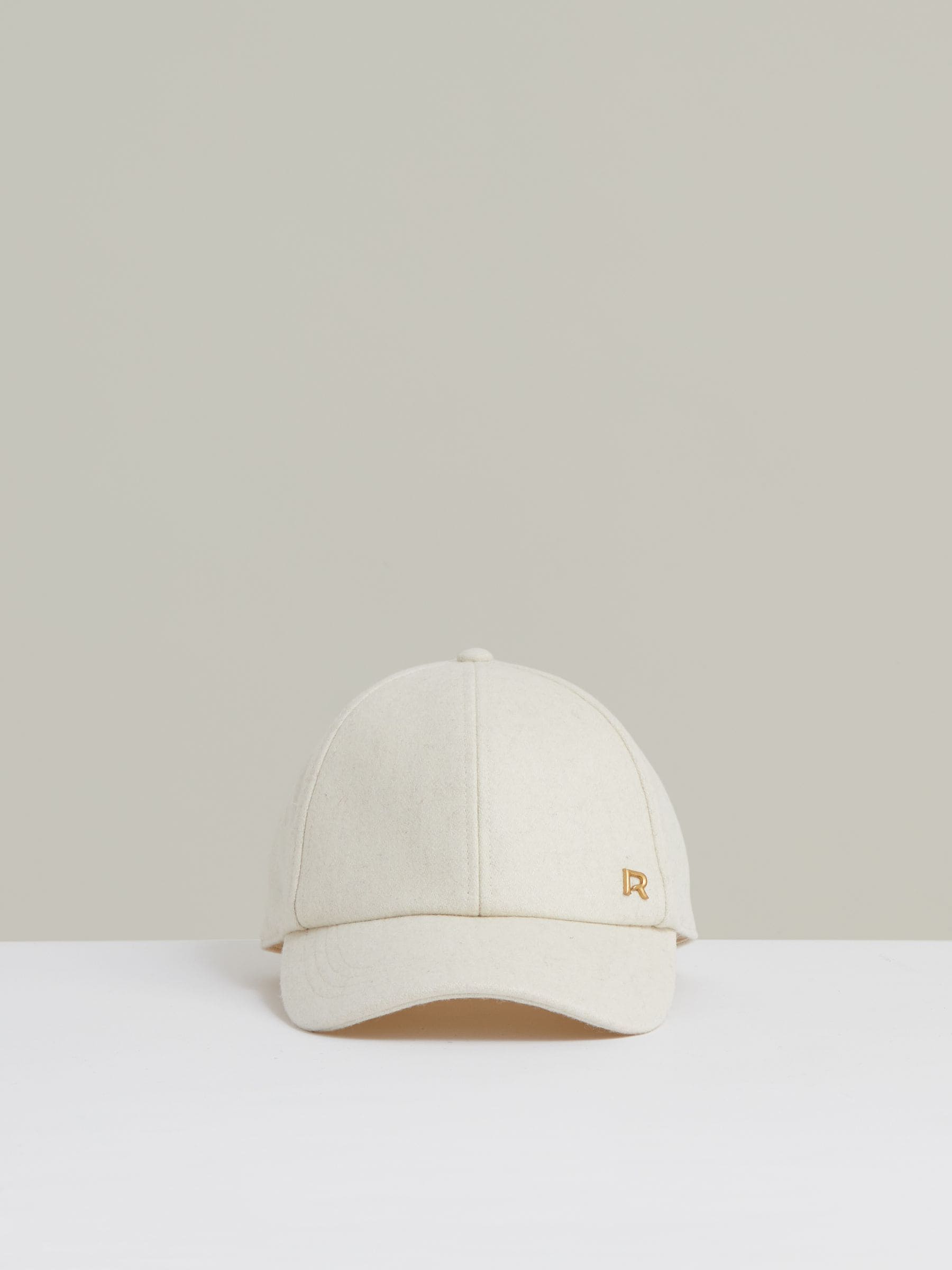 Reiss Cream Wool Blend Flannel Baseball Cap In White
