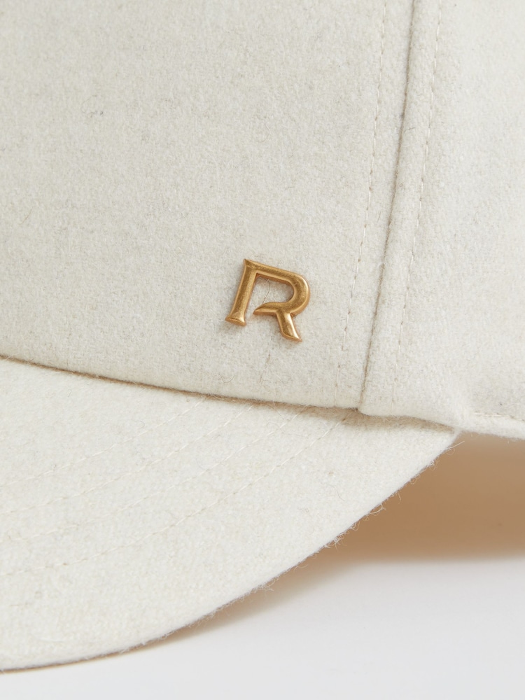 Reiss Cream Fiona Wool Blend Flannel Baseball Cap - Image 4 of 4