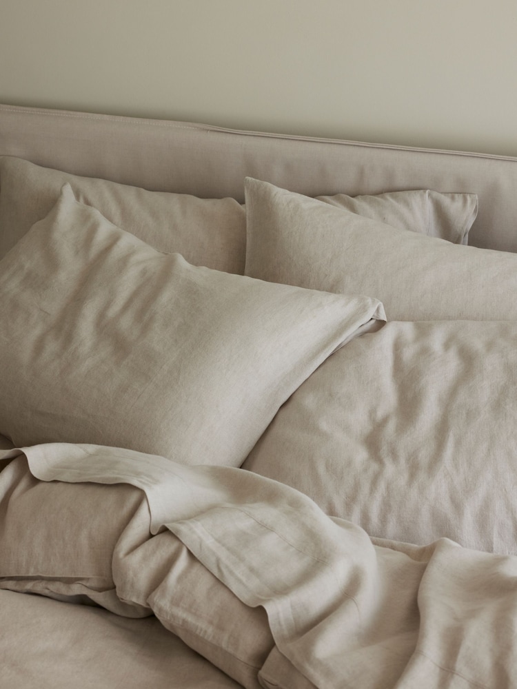 Piglet in Bed Oatmeal 100% Linen Pillowcases - Image 1 of 3 Piglet in Bed Oatmeal 100% Linen Pillowcases - Image 1 of 3