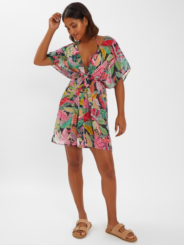 Accessorize Tropical Print Chiffon Kaftan - Imagen 1 de 4