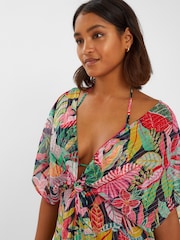 Accessorize Tropical Print Chiffon Kaftan - Imagen 2 de 4