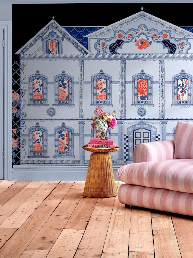 Cath Kidston Navy Doll House Mural 4 x 2.5m - Image 1 of 4