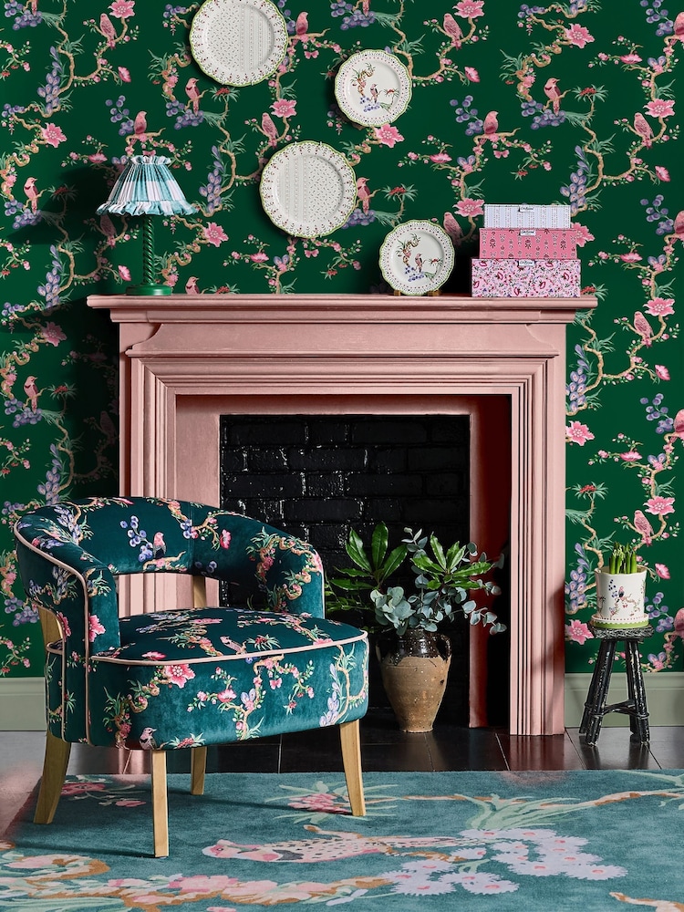 Cath Kidston Emerald Birds & Berries 10M Wallpaper - Image 1 of 4 Cath Kidston Emerald Birds & Berries 10M Wallpaper - Image 1 of 4