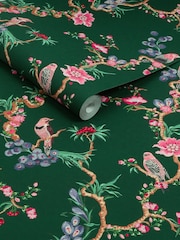 Cath Kidston Emerald Birds & Berries 10M Wallpaper - Image 2 of 4
