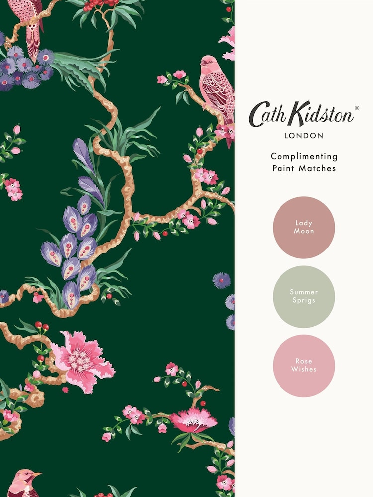 Cath Kidston Emerald Birds & Berries 10M Wallpaper - Image 4 of 4