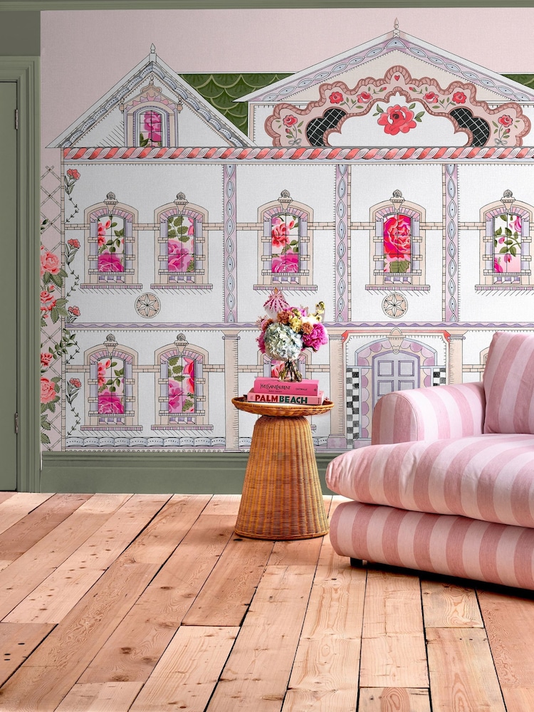 Cath Kidston Pink Doll House Mural 4 x 2.5m - Image 1 of 4