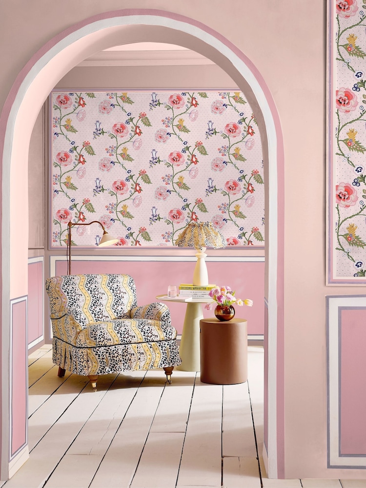 Cath Kidston Pink Catnip 10M Wallpaper - Image 1 of 4