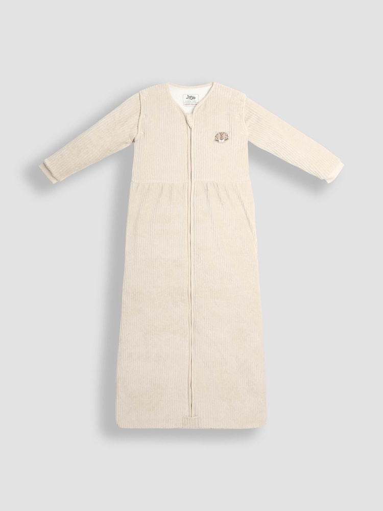 JoJo Maman Bébé Neutral Leopard Ribbed Velour 3.5 Tog Toddler Sleeping Bag - Image 1 of 5 JoJo Maman Bébé Neutral Leopard Ribbed Velour 3.5 Tog Toddler Sleeping Bag - Image 1 of 5