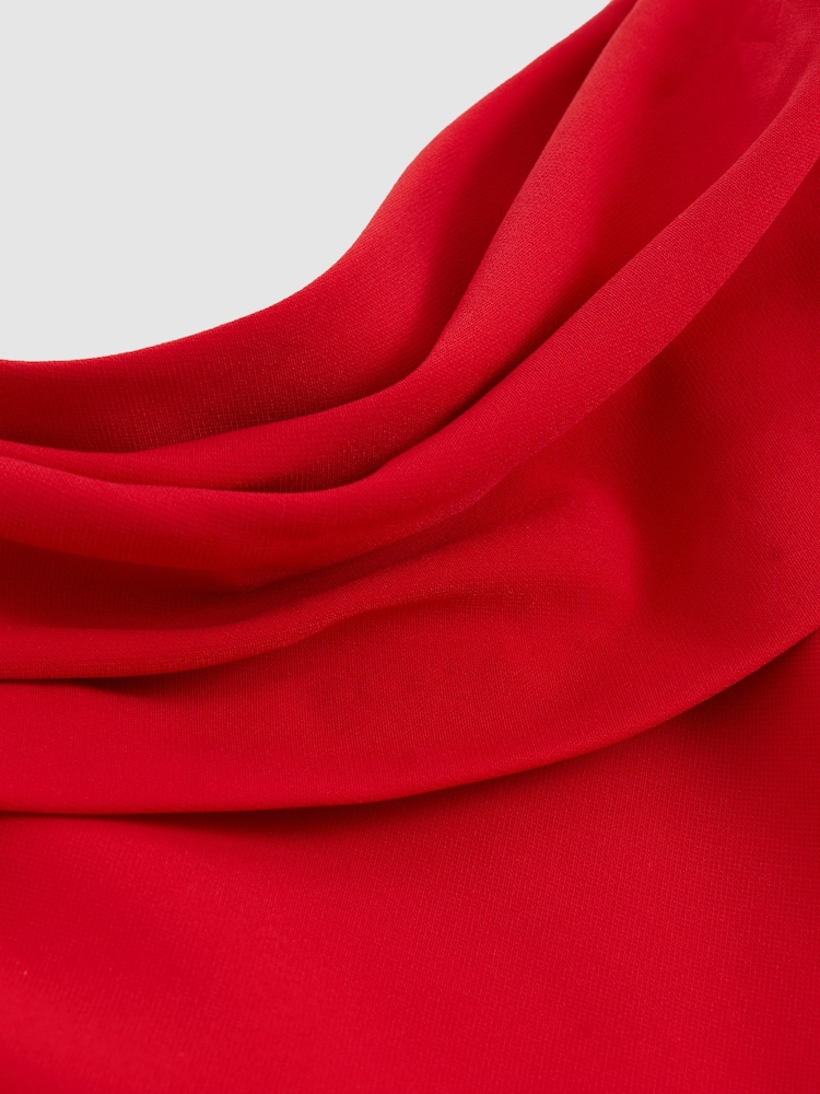 Reiss Red Ayla Structured Strapless Wide-Leg Jumpsuit - Image 6 of 6