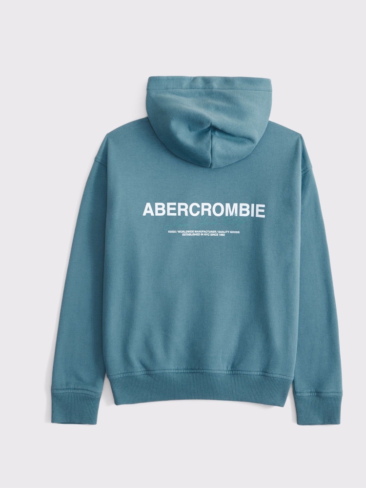 Abercrombie & Fitch Blue Logo Popover Hoodie - Image 2 of 2