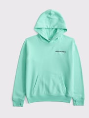 Abercrombie & Fitch Green Logo Popover Hoodie - Image 1 of 2