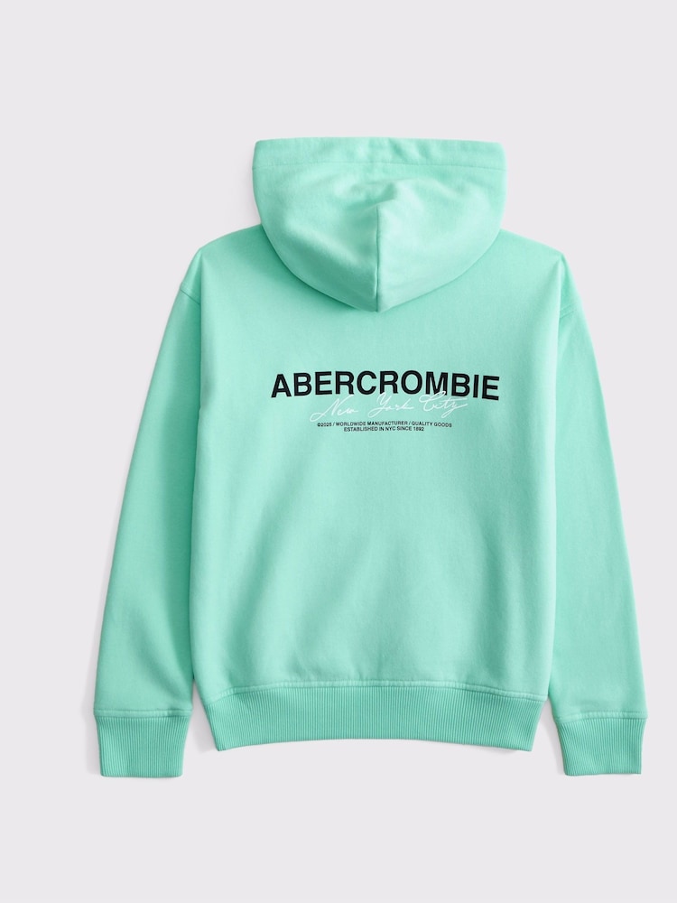 Abercrombie & Fitch Green Logo Popover Hoodie - Image 2 of 2